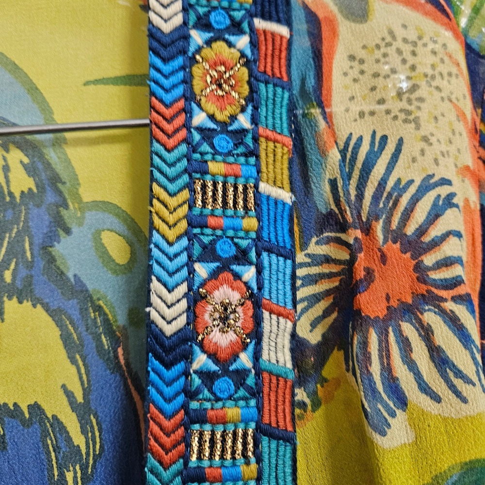 Vibrant Parrot Print Open Kimono Jacket - Multicolor - Picture 5 of 10